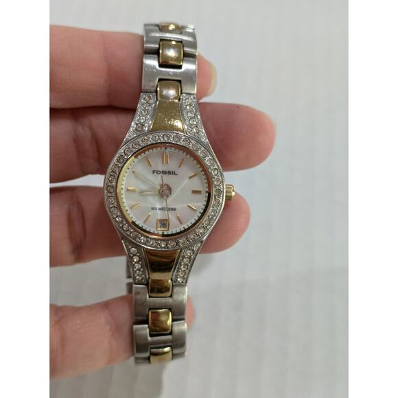 Fossil AM4025‎ Women Watch Gold Silver Dual Tone Round - Picture 3 of 6